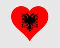 Albania Heart Flag. Albanian Love Shape Country Nation National Flag. Republic of Albania Banner Icon Sign Symbol. EPS Vector