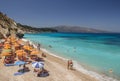 Albania, ksamil -14 July 2018. Tourists are resting on the beach of the Ionian Sea