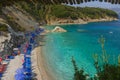 Albania, ksamil -14 July 2018. Tourists are resting on the beach of the Ionian Sea