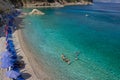 Albania, ksamil -17 July 2018. Tourists are resting on the beach of the Ionian Sea