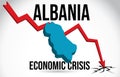 Albania Map Financial Crisis Economic Collapse Market Crash Global Meltdown Vector