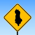 Albania map on road sign.