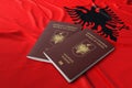 Albania passport on the flag of their country