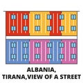 Albania, Pristina landmark, travel sign, design sightseeing vector, flat vacation illustration