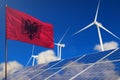 Albania renewable energy, wind and solar energy concept with windmills and solar panels - renewable energy - industrial