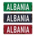 Albania road sign set isolated on white background.