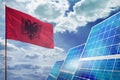 Albania solar energy, alternative energy industrial concept with flag industrial illustration - fight with global climate changing