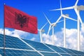 Albania solar and wind energy, renewable energy concept with solar panels - renewable energy against global warming - industrial i