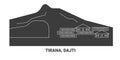 Albania, Tirana, Dajti, travel landmark vector illustration Royalty Free Stock Photo