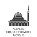 Albania, Tirana, Et'hem Bey Mosque travel landmark vector illustration Royalty Free Stock Photo