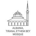 Albania, Tirana, Et'hem Bey Mosque travel landmark vector illustration Royalty Free Stock Photo