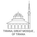 Albania, Tirana, Great Mosque , Of Tirana travel landmark vector illustration