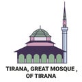 Albania, Tirana, Great Mosque , Of Tirana travel landmark vector illustration