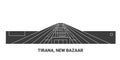 Albania, Tirana, New Bazaar, travel landmark vector illustration