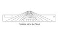 Albania, Tirana, New Bazaar, travel landmark vector illustration