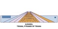 Albania, Tirana, Pyramid Of Tirana travel landmark vector illustration