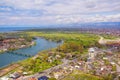 Albania. View of  Buna river, Shkoder city and Shkodra Lake in spring Royalty Free Stock Photo