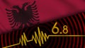 Albania Wavy Fabric Flag, 6.8 Earthquake, Breaking News, Disaster Concept