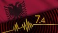 Albania Wavy Fabric Flag, 7.4 Earthquake, Breaking News, Disaster Concept
