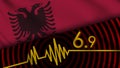 Albania Wavy Fabric Flag, 6.9 Earthquake, Breaking News, Disaster Concept