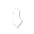 Albania - white 3D silhouette map of country area with dropped shadow on white background. Simple flat vector