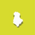 Albania - white 3D silhouette map of country area with dropped shadow on green background. Simple flat vector
