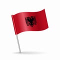 Albanian flag map pointer layout. Vector illustration.