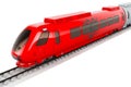 Albanian flag painted on the high speed train. Rail travel in the Albania, concept. 3D rendering Royalty Free Stock Photo