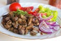 Albanian Liver, Cooked liver and vegetables Royalty Free Stock Photo