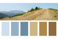 Albanian nature landscape. Sandy hills with rainwater sign on the ground in a colour palette