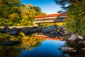 Albany Covered Bridge, along the Kancamagus Highway in White Mountain National Forest, New Hampshire. Royalty Free Stock Photo