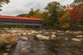 Albany Covered Bridge with Fall Foliage Royalty Free Stock Photo