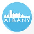 Albany New York Capital USA Round Icon Vector Art Flat Shadow Design Skyline City Silhouette Template Logo Royalty Free Stock Photo