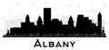 Albany New York City Skyline Silhouette with Black Buildings Isolated on White Royalty Free Stock Photo