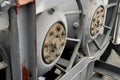 Close-up of depth charges on the historic USS Slater DE-766, a Cannon-class destroyer escort used Royalty Free Stock Photo