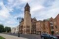 A landscape view of the historic Richardsonian Romanesque Albany City Hall, the seat of