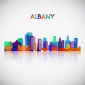 Albany skyline silhouette in colorful geometric style. Royalty Free Stock Photo
