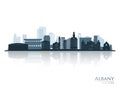 Albany skyline silhouette with reflection. Royalty Free Stock Photo