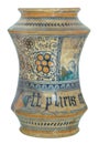 Albarello maiolica earthenware drug jar storage vessel Royalty Free Stock Photo