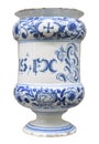 Albarello maiolica earthenware drug jar storage vessel Royalty Free Stock Photo