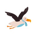 Albatross bird. Colorful vector illustration on white isolated background Royalty Free Stock Photo