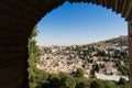 Albayzin district of Granada, Spain, from a window in the Alhambra palace Royalty Free Stock Photo