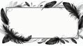 albedobase xl black feather themed border frame on white backg ai generated Royalty Free Stock Photo