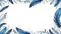 albedobase xl blue feather themed border frame on white backgr ai generated Royalty Free Stock Photo