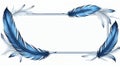albedobase xl blue feather themed border frame on white backgr ai generated Royalty Free Stock Photo