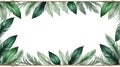 albedobase xl green feather themed border frame on white backg ai generated Royalty Free Stock Photo