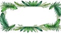 albedobase xl green feather themed border frame on white backg ai generated Royalty Free Stock Photo
