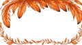 albedobase xl orange feather themed border frame on white back ai generated Royalty Free Stock Photo