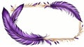 albedobase xl purple feather themed border frame on white back ai generated Royalty Free Stock Photo