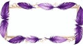 albedobase xl purple feather themed border frame on white back ai generated Royalty Free Stock Photo